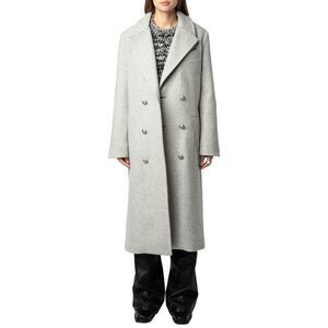 Zadig & Voltaire Womens Mulan Chevron Wool-Blend Coat, Grey